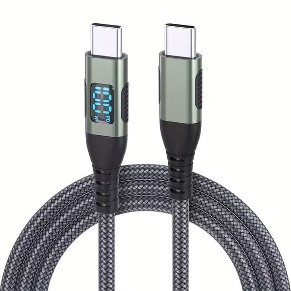 Snabbladdningskabel 2 meter PD 100W Type C med display