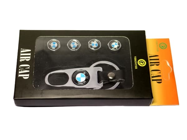 Ventilhattar BMW 4 st + nyckelring i krom, exklusivt set.