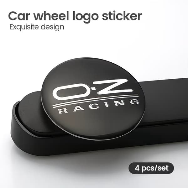 OZ Racing emblem(svart-silver) centrumkåpor hjulnavsskydd fälg 4-pack styling