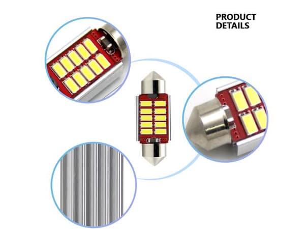 c5w canbus 36mm röd led  SV8.5  2-pack 12v
