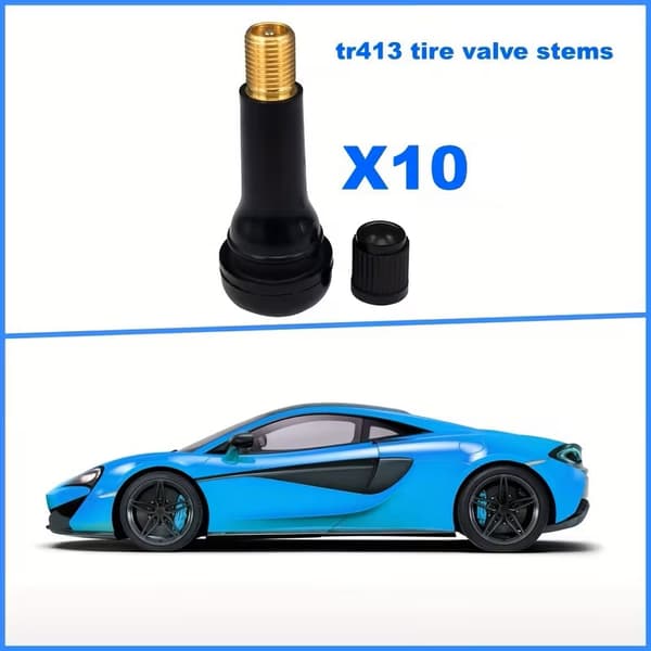 Däckventil för stålfälg 10-pack TR413 43 mm däckventiler inkl. ventilhattar