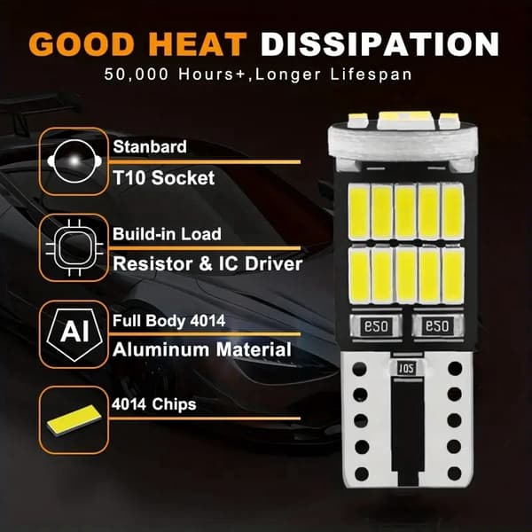 T10 w5w Canbus Orange 2-pack LED-lampor 12V DC