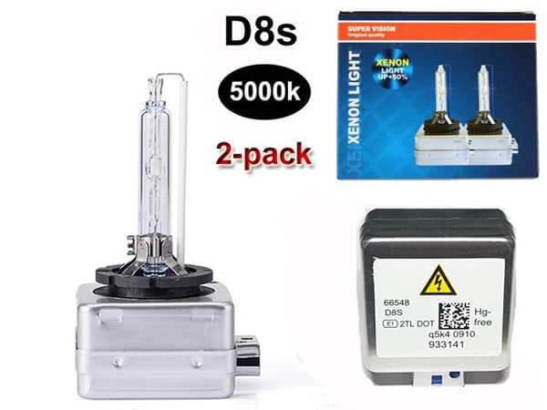 Xenon-lamper D8S +50% 5000K PK32d-1 HID 2-pak