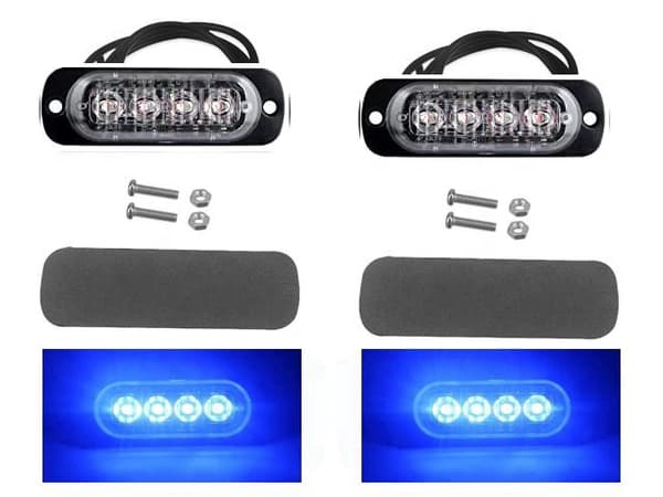 Markeringsljus blå blixtljus LED-lampor 2-pack 12V/24V
