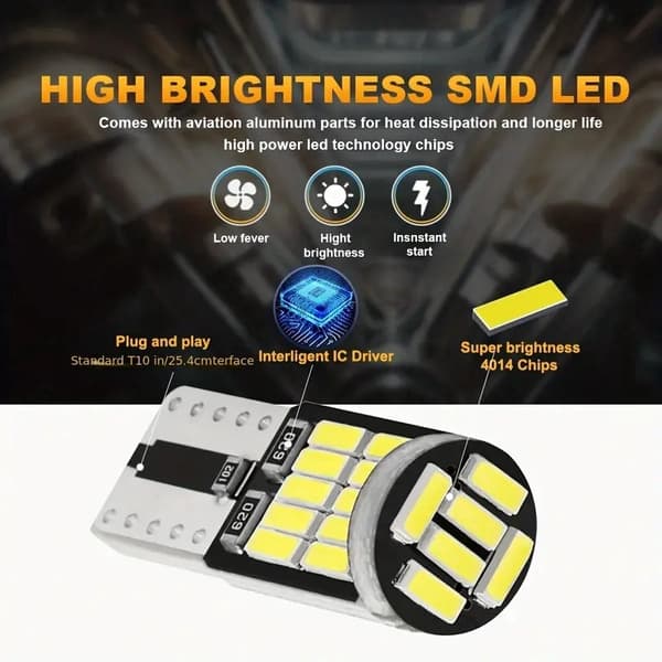 T10 w5w Canbus Orange 2-pack LED-lampor 12V DC