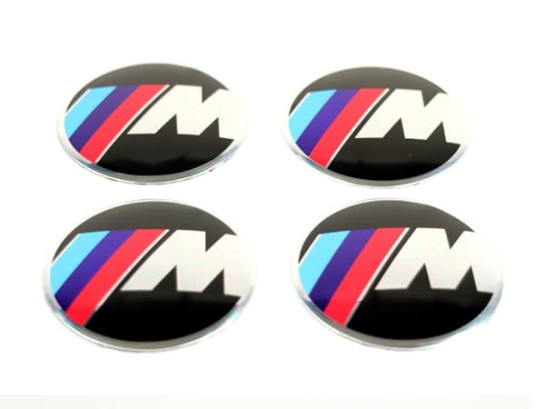 BMW M emblem till centrumkåpor, hjulnavsskydd, fälg, 4-pack, styling