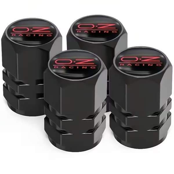 Venttiilikorkit OZ Racing 4 kpl musta punaisella tekstillä