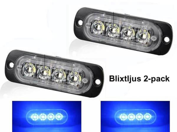 Markeringsljus blå blixtljus LED-lampor 2-pack 12V/24V