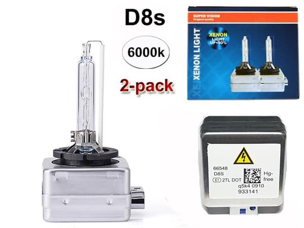 Xenonlampor D8S +50% 6000K PK32d-1 HID  2-pack