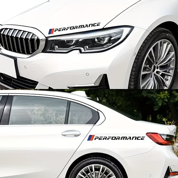 BMW Performance märken 4x28cm svart 2-pack