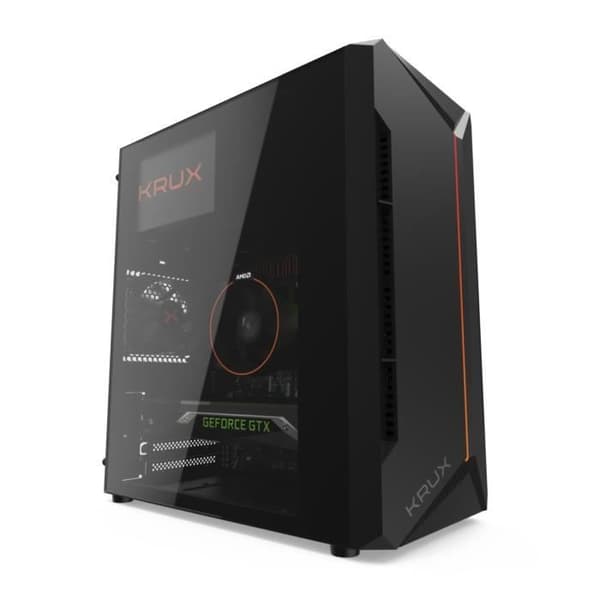 PC-chassi - KRUX - Astro Cube - Svart - Sidoglas - Micro ATX, Mini-ITX