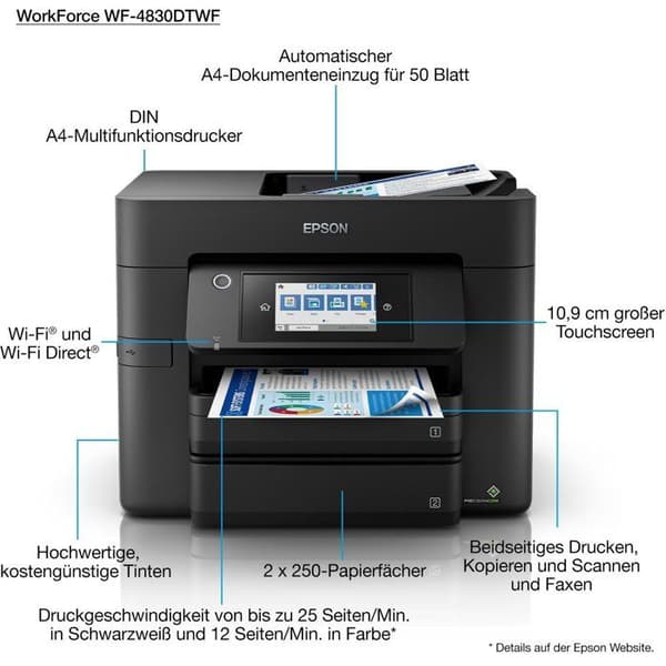 Multifunktionsskrivare - EPSON - Workforce pro WF-4830DTWF