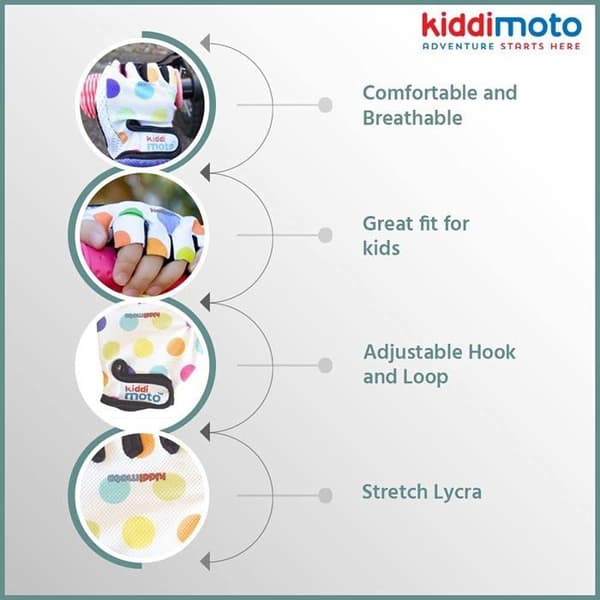 Kiddimoto - Pastell Dotty MEDIUM handskar