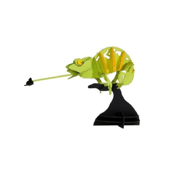 Fridolin - 3D-modell i papper Grön kameleont