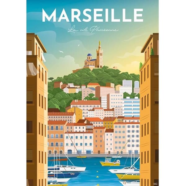 Pussel 1000 bitar - Affisch Marseille