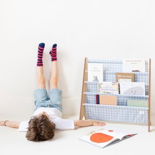3 Sprouts - Barnbibliotek vichy blå - ELEMENTS FOR KIDS
