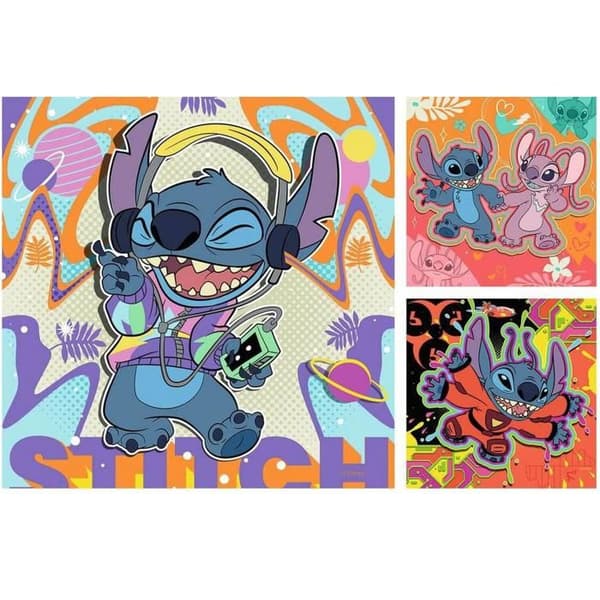 Pussel 3x49 bitar: Disney Stitch