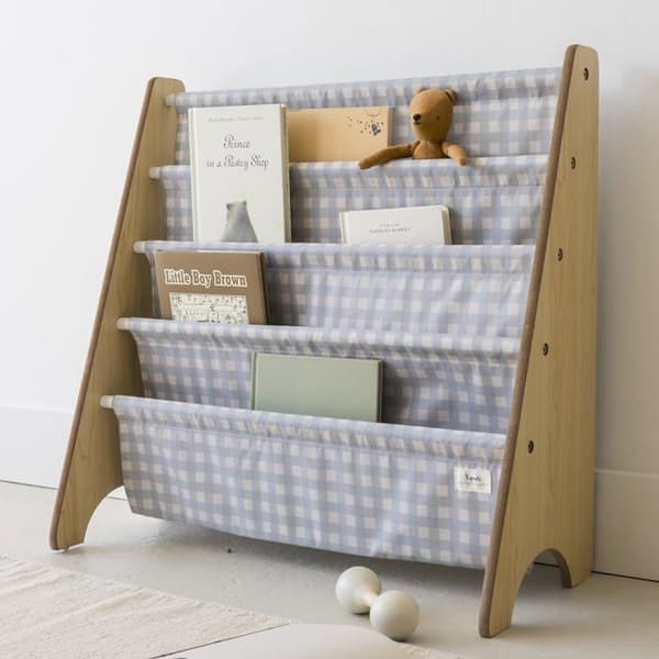 3 Sprouts - Barnbibliotek vichy blå - ELEMENTS FOR KIDS