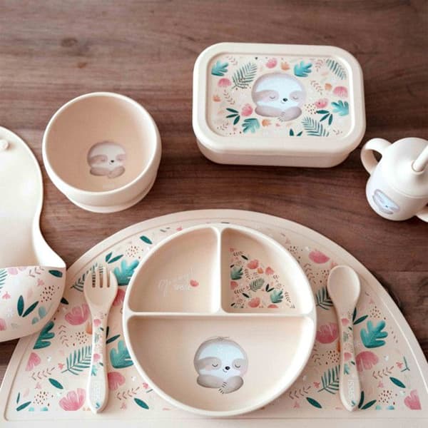 Lunchbox - Sassi Junior - Gnawy the sloth - Silicone - Rectangular - Beige