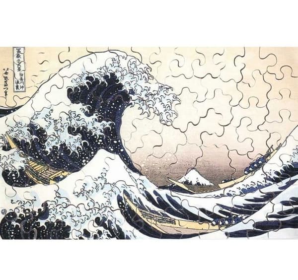80-bitars konstpussel i trä: Hokusai: The Wave