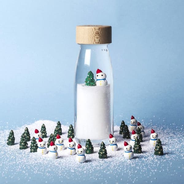 Petit Boum | Sensorisk flaska move Winter Hiver - Vit - 14 x 4 cm
