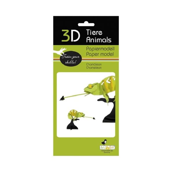 Fridolin - 3D-modell i papper Grön kameleont
