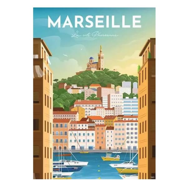 Pussel 1000 bitar - Affisch Marseille
