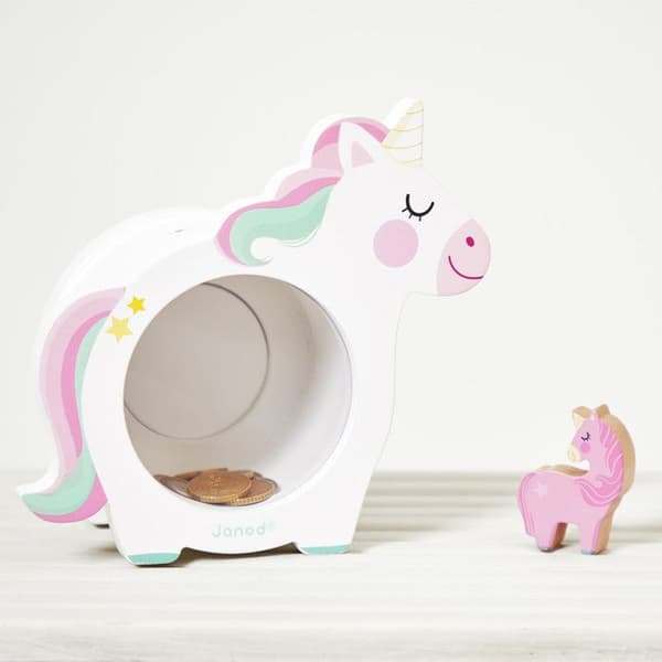 Spargris vit unicorn - Transparent ansikte