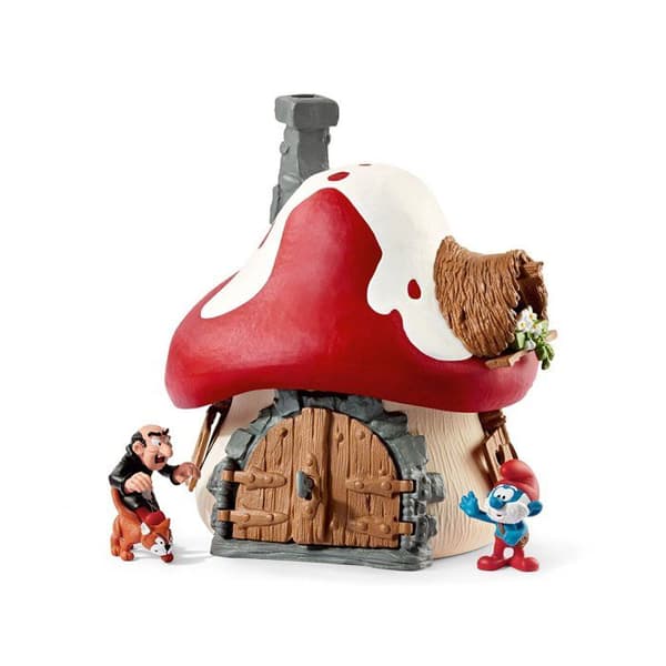 Schleich figur - Smølfernes Hus med 2 figurer - Smølf og Gargamel