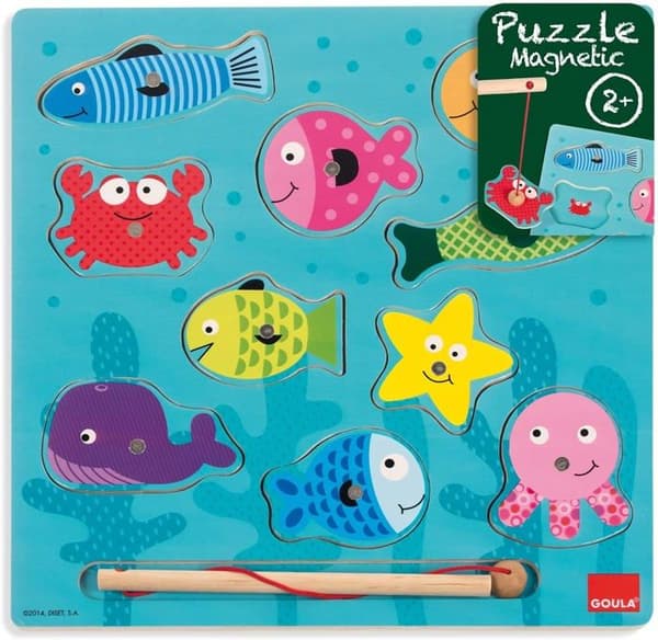 Magnetisk träpussel: Fiske