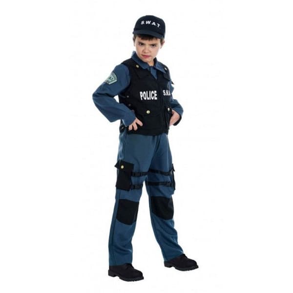 SWAT Agent kostym för pojkar 5/6 år - CHAKS - Yrke - Polyester - Blå