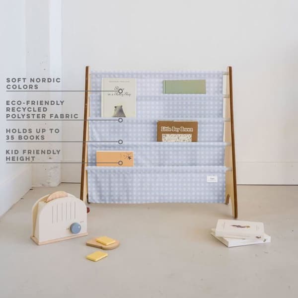 3 Sprouts - Barnbibliotek vichy blå - ELEMENTS FOR KIDS