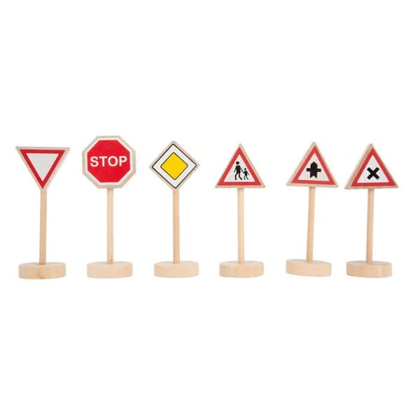 Uppsättning av trä trafikskyltar