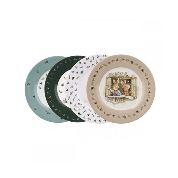 Set med 4 desserttallrikar Pierre Rabbit Jul