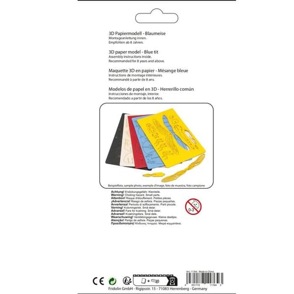 3D-pappermodell - FRIDOLIN - Blåmes - Blå - 9,5×7×5 cm - Från 8 år