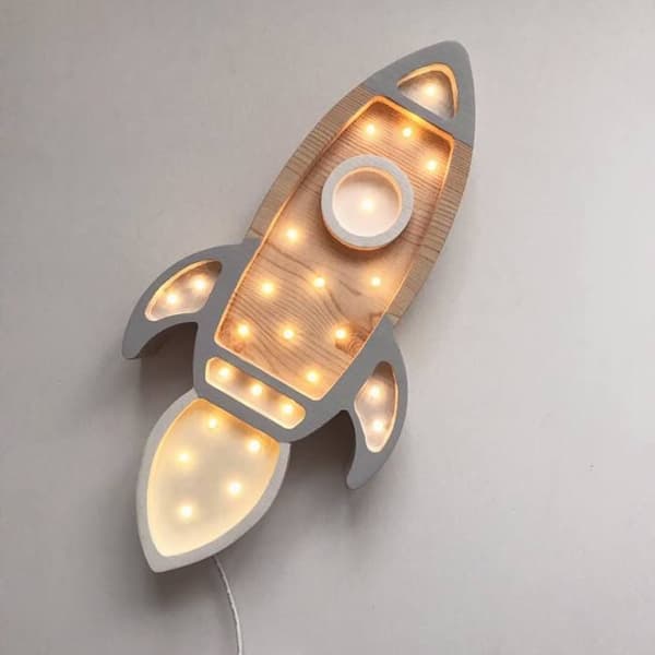 Little Lights - Ljusgrå Rocket Night Light Lamp