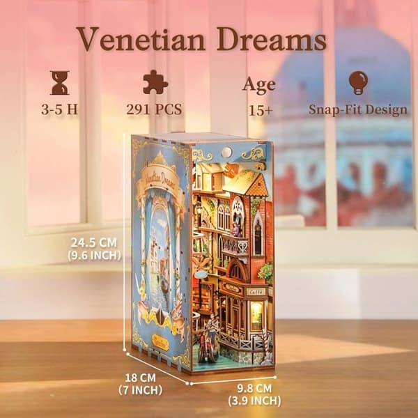 Kit Booknook 3D Tonecheer - Oplyst Miniature Hus - DIY Modellering