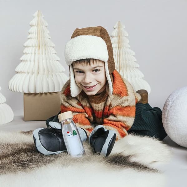 Petit Boum | Sensorisk flaska move Winter Hiver - Vit - 14 x 4 cm