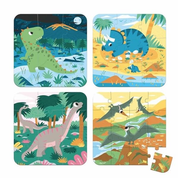 4 Evolutionary Dinosaurs Puzzle - Version gjord i Frankrike