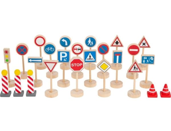 Uppsättning av trä trafikskyltar