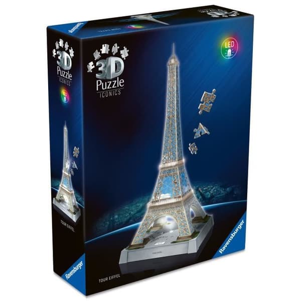 Puzzle 3D Ikoner - Upplyst Eiffeltornet