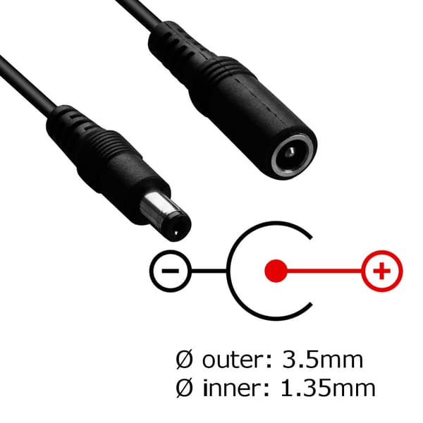 DC 3.5mm power förlängningskabel 5 meter