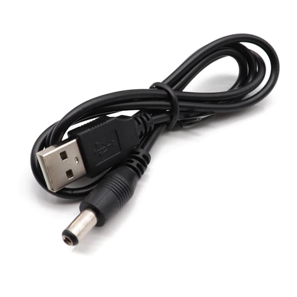 USB - DC 5.5x2.5mm ström- och laddkabel 80cm