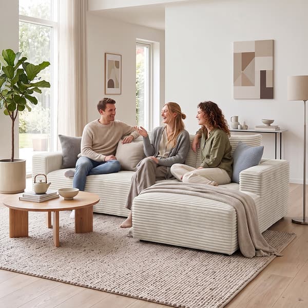 L-Formad Soffa i Manchester, Modulär Soffa med Schäslong, Djup Sits, Ingen Montering Krävs