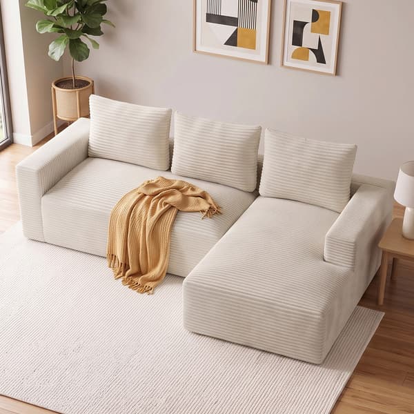 L-Formad Soffa i Manchester, Modulär Soffa med Schäslong, Djup Sits, Ingen Montering Krävs