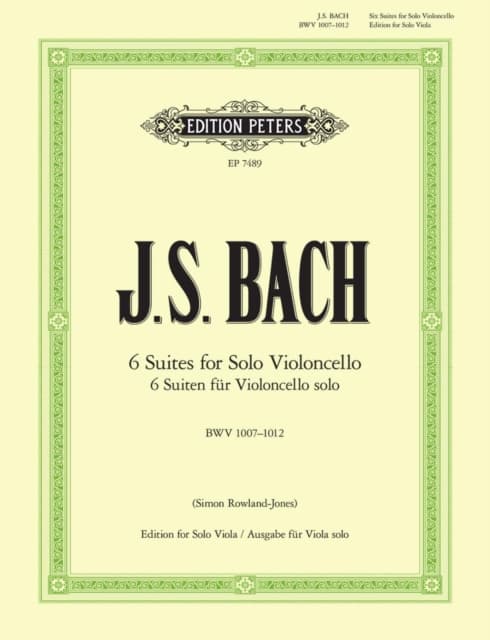 6 Suites for Solo Violoncello BWV1007-1012 (for Viola)