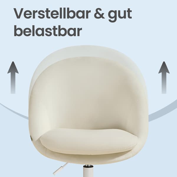 Makeupstol med fløjlsforing foran, kontorstol, skumpolstring