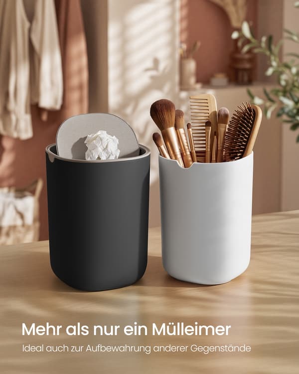 Bordskraldespand, sort, rustfrit stål, 1,5 l, med svinglåg