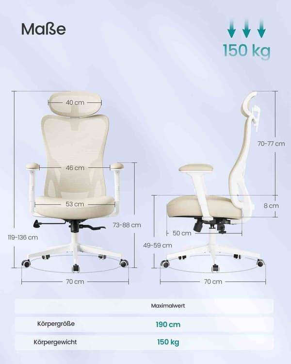 Ergonomisk kontorsstol med justerbart stöd