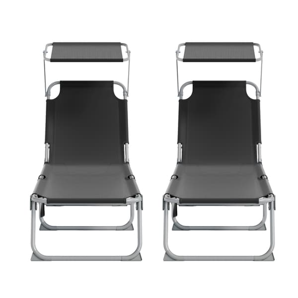 Fällbar solstol, 2-pack, maxbelastning 110 kg